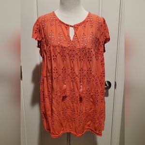 Old Navy coral boho blouse
